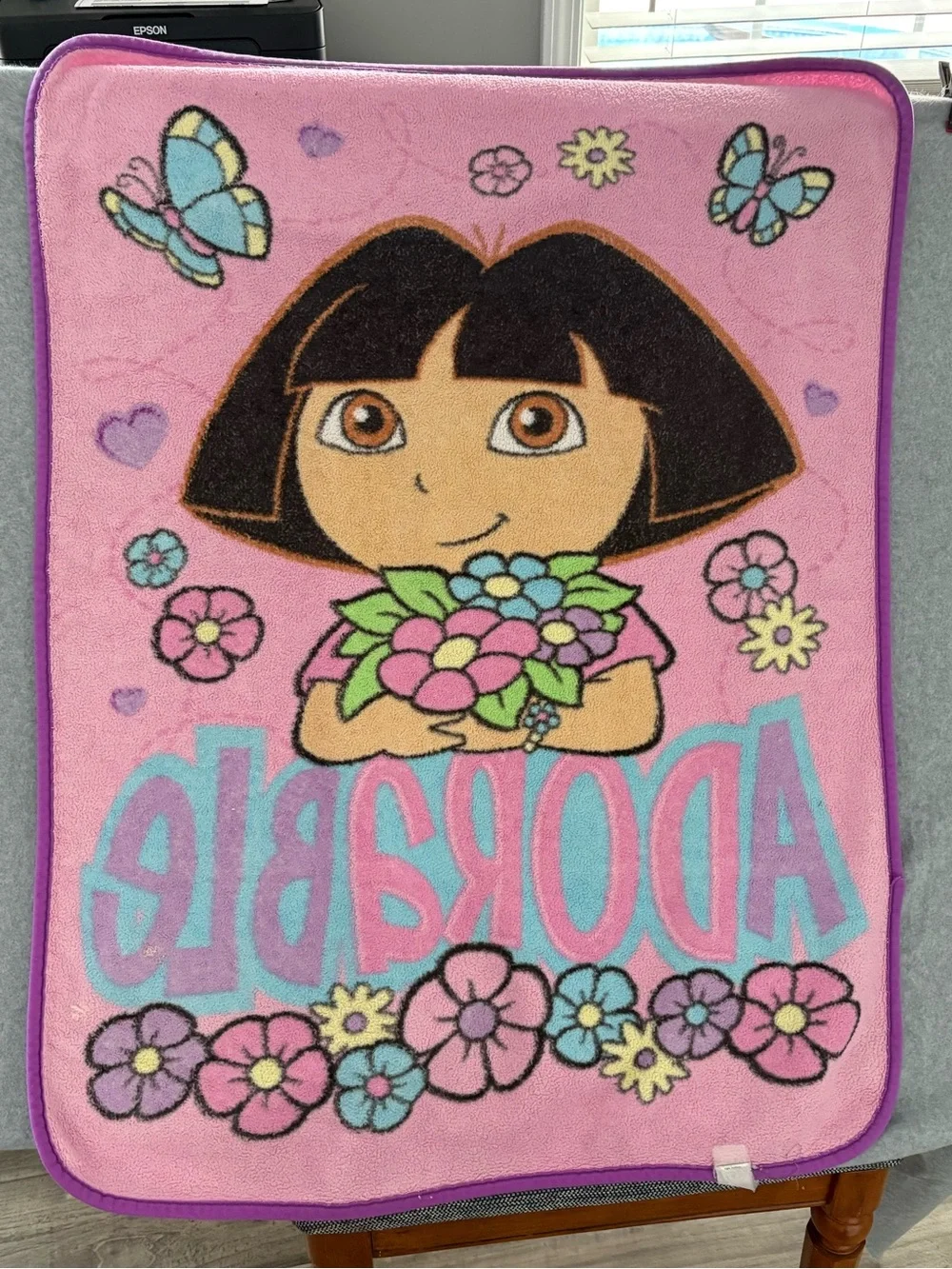 Vintage 2006 Dora the Explorer Blanket Y2K Nickelodeon 31.5” x 40.5”